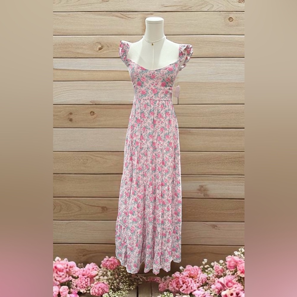 Altar'd State Pink Floral Maxi Dress